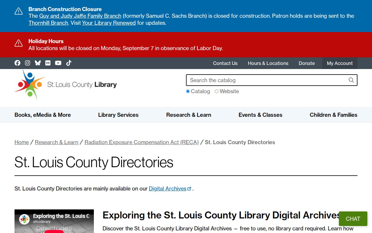 Kirkwood city directory search options in the St. Louis County Directories Digital Archives
