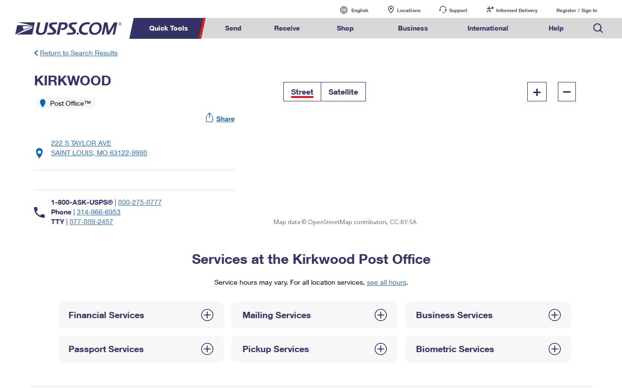 Kirkwood ZIP code directory view of the official Kirkwood Post Office listing